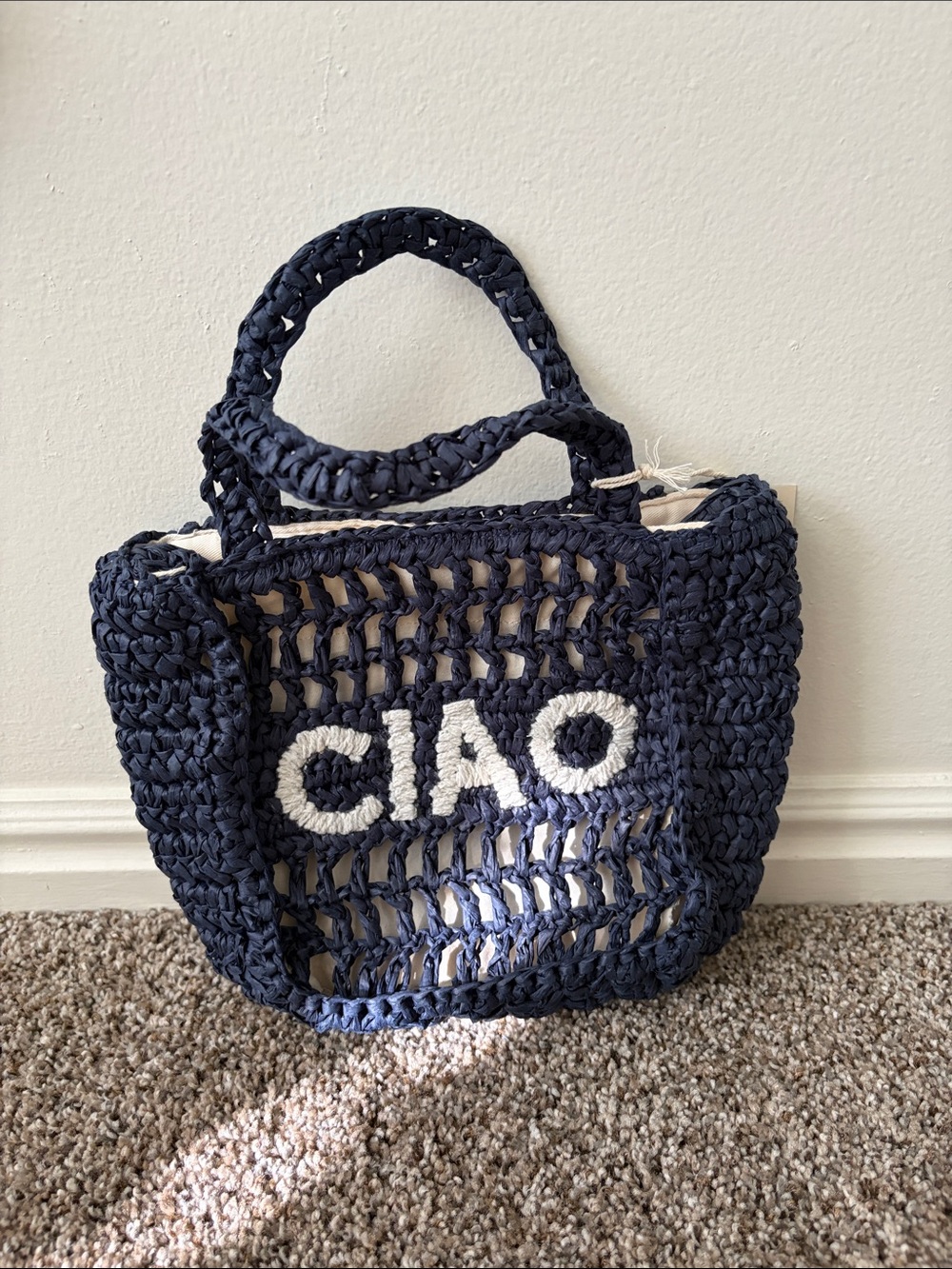Universal Thread Navy Crochet 'CIAO' Tote